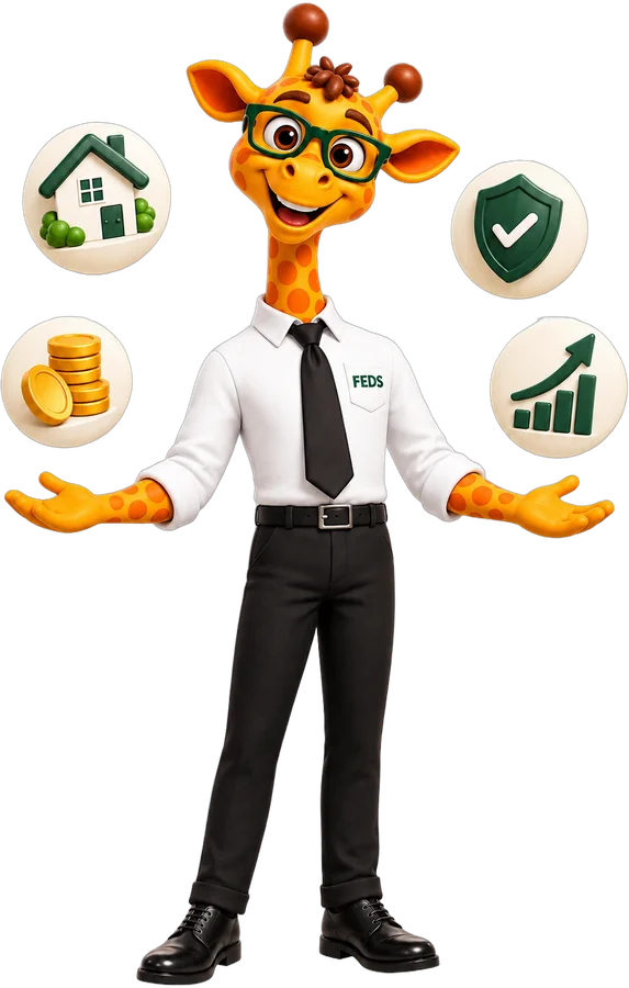 Maskot FEDS a přehled finančních služeb